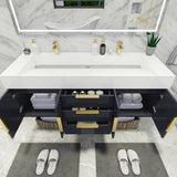 Blossom 60 In. Floating Double Sink Bathroom Vanity With Acrylic Sink Top, & Aluminum Alloy Frame