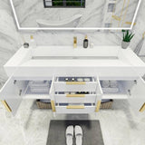 Blossom 60 In. Floating Single Sink Bathroom Vanity With Acrylic Sink Top, Drawers & Aluminum Alloy Frame