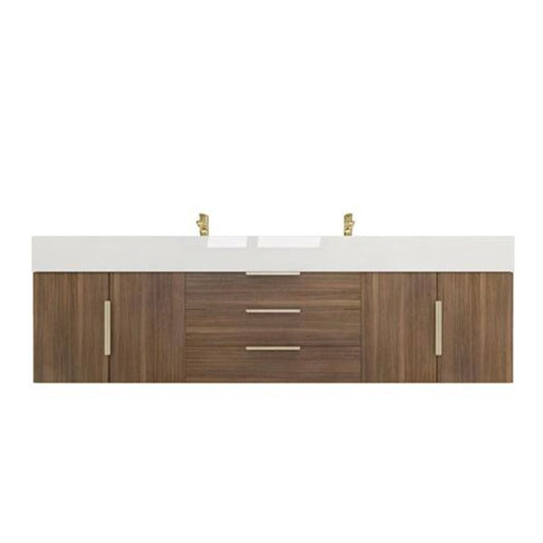 Blossom 72 In. Floating Double Sink Bathroom Vanity With Acrylic Sink Top & Aluminum Alloy Frame