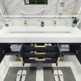 Blossom 72 In. Floating Double Sink Bathroom Vanity With Acrylic Sink Top & Aluminum Alloy Frame