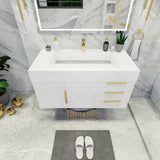 Blossom 42 In. Floating Single Sink Bathroom Vanity With Acrylic Sink Top, Right Side Drawers & Aluminum Alloy Frame