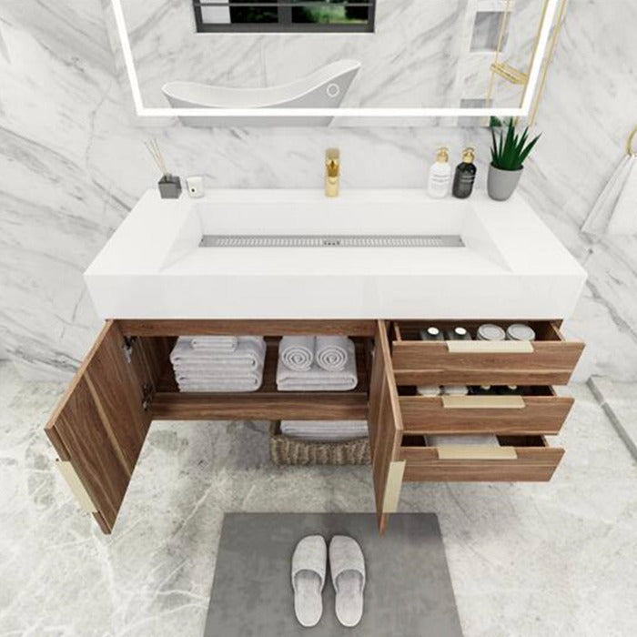 Blossom 48 In. Floating Single Sink Bathroom Vanity With Acrylic Sink Top, Drawers & Aluminum Alloy Frame