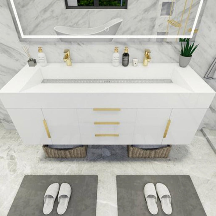 Blossom 60 In. Floating Double Sink Bathroom Vanity With Acrylic Sink Top, & Aluminum Alloy Frame