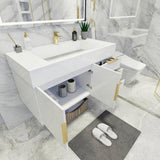 Blossom 42 In. Floating Single Sink Bathroom Vanity With Acrylic Sink Top, Right Side Drawers & Aluminum Alloy Frame