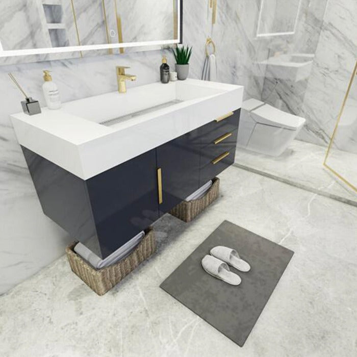 Blossom 48 In. Floating Single Sink Bathroom Vanity With Acrylic Sink Top, Drawers & Aluminum Alloy Frame