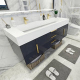 Blossom 60 In. Floating Double Sink Bathroom Vanity With Acrylic Sink Top, & Aluminum Alloy Frame