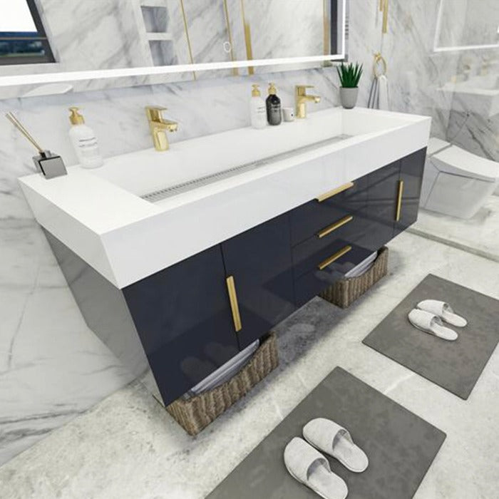 Blossom 60 In. Floating Double Sink Bathroom Vanity With Acrylic Sink Top, & Aluminum Alloy Frame