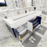 Blossom 72 In. Floating Double Sink Bathroom Vanity With Acrylic Sink Top & Aluminum Alloy Frame