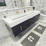 Blossom 72 In. Floating Double Sink Bathroom Vanity With Acrylic Sink Top & Aluminum Alloy Frame