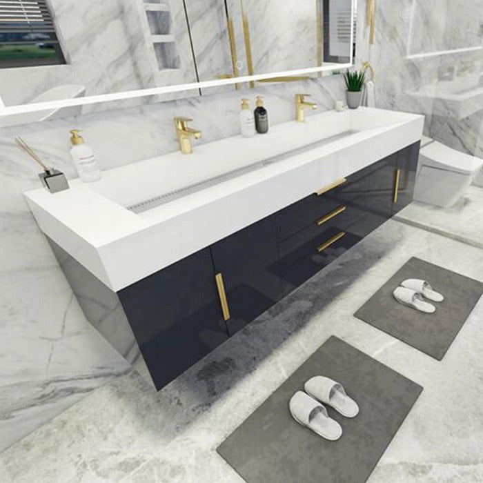 Blossom 72 In. Floating Double Sink Bathroom Vanity With Acrylic Sink Top & Aluminum Alloy Frame