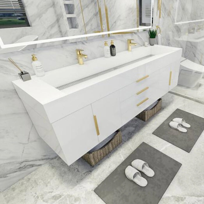 Blossom 72 In. Floating Double Sink Bathroom Vanity With Acrylic Sink Top & Aluminum Alloy Frame
