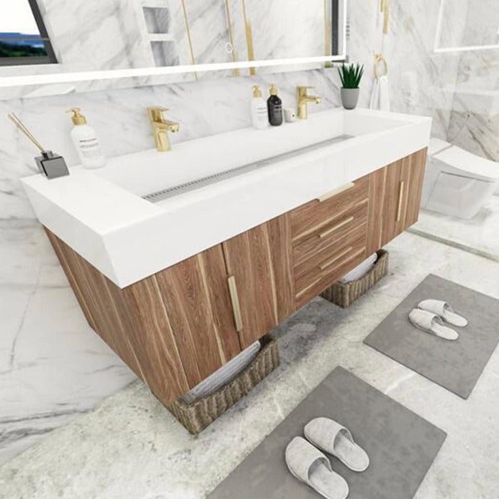Blossom 60 In. Floating Double Sink Bathroom Vanity With Acrylic Sink Top, & Aluminum Alloy Frame