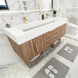 Blossom 60 In. Floating Double Sink Bathroom Vanity With Acrylic Sink Top, & Aluminum Alloy Frame