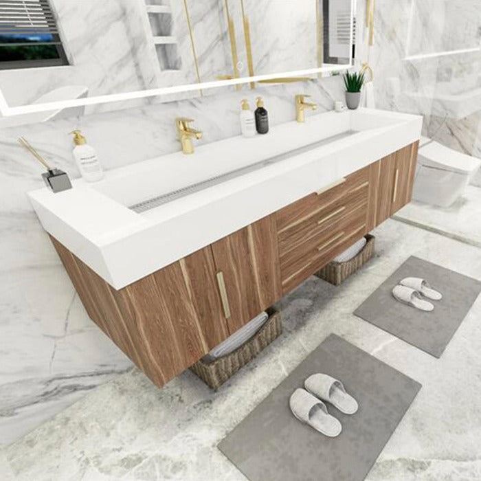 Blossom 72 In. Floating Double Sink Bathroom Vanity With Acrylic Sink Top & Aluminum Alloy Frame