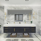 Blossom 84 In. Floating Double Sink Bathroom Vanity With Acrylic Sink Top & Aluminum Alloy Frame