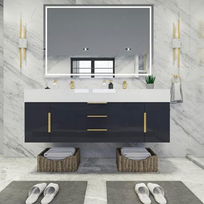 Blossom 60 In. Floating Double Sink Bathroom Vanity With Acrylic Sink Top, & Aluminum Alloy Frame