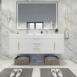 Blossom 60 In. Floating Double Sink Bathroom Vanity With Acrylic Sink Top, & Aluminum Alloy Frame