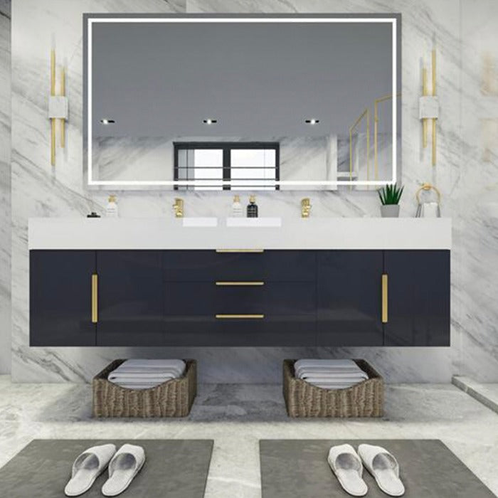 Blossom 72 In. Floating Double Sink Bathroom Vanity With Acrylic Sink Top & Aluminum Alloy Frame
