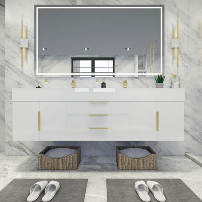 Blossom 72 In. Floating Double Sink Bathroom Vanity With Acrylic Sink Top & Aluminum Alloy Frame