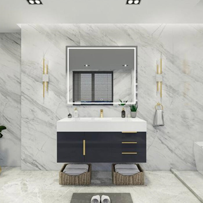 Blossom 48 In. Floating Single Sink Bathroom Vanity With Acrylic Sink Top, Drawers & Aluminum Alloy Frame