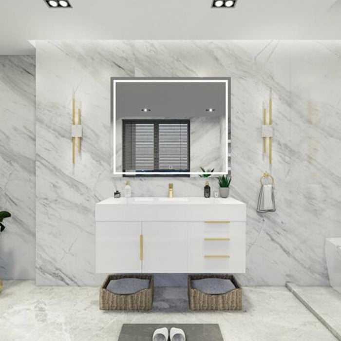 Blossom 48 In. Floating Single Sink Bathroom Vanity With Acrylic Sink Top, Drawers & Aluminum Alloy Frame