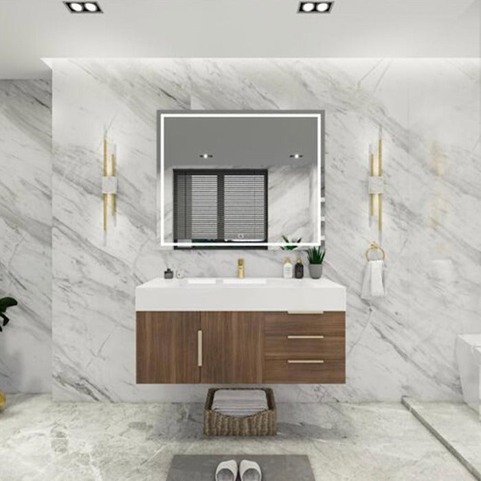 Blossom 48 In. Floating Single Sink Bathroom Vanity With Acrylic Sink Top, Drawers & Aluminum Alloy Frame