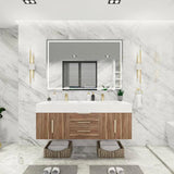 Blossom 60 In. Floating Double Sink Bathroom Vanity With Acrylic Sink Top, & Aluminum Alloy Frame