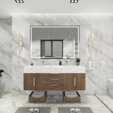 Blossom 60 In. Floating Double Sink Bathroom Vanity With Acrylic Sink Top, & Aluminum Alloy Frame