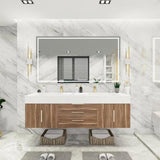 Blossom 72 In. Floating Double Sink Bathroom Vanity With Acrylic Sink Top & Aluminum Alloy Frame