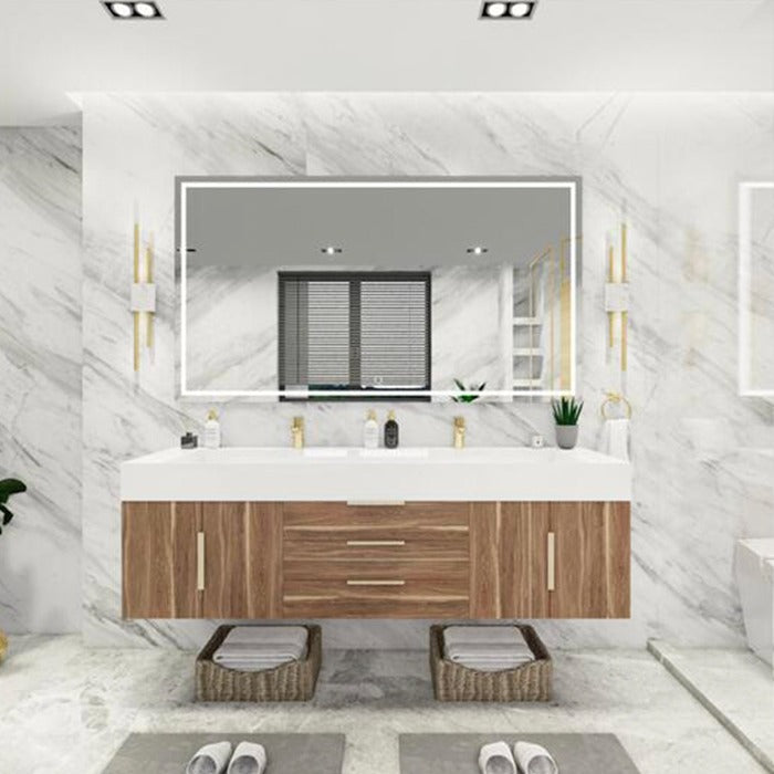 Blossom 72 In. Floating Double Sink Bathroom Vanity With Acrylic Sink Top & Aluminum Alloy Frame