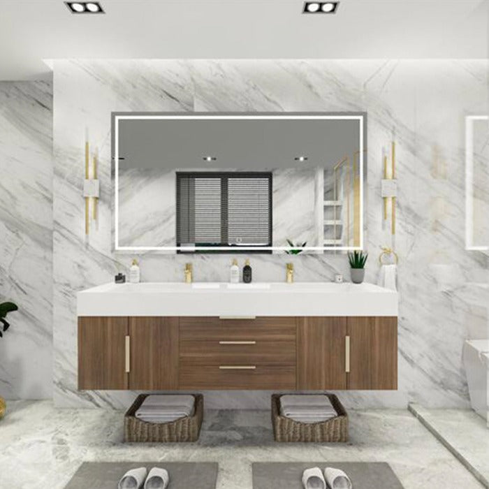 Blossom 72 In. Floating Double Sink Bathroom Vanity With Acrylic Sink Top & Aluminum Alloy Frame