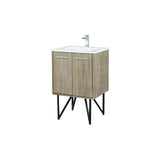 Lancy 24 in. Rustic Acacia  Freestanding Bathroom Vanity with White Quartz Top, White Square Sink, and Monte Chrome Faucet Set