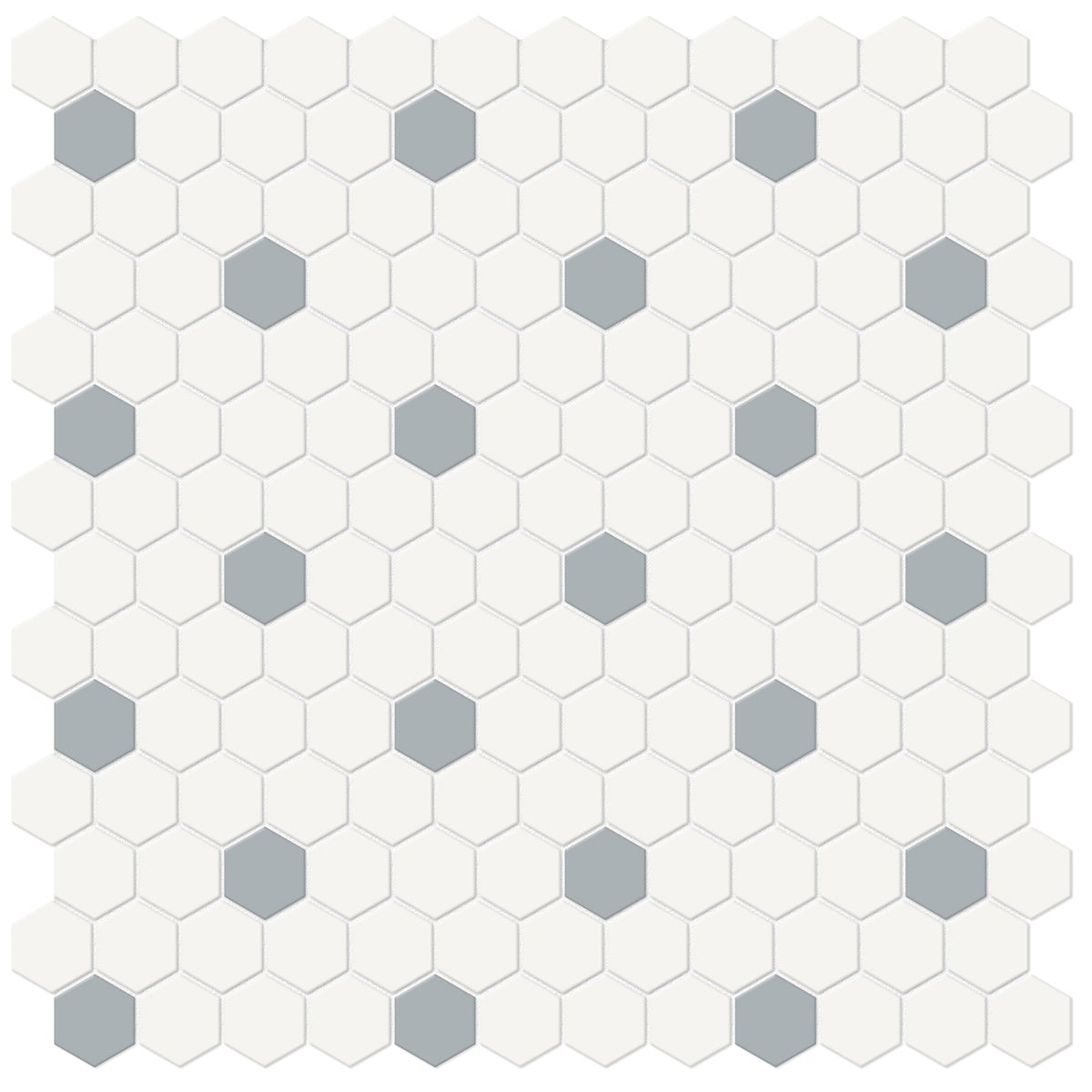 1 In Hexagon Canvas White W/ Insert Soho Cloud Blue Matte Glazed Porcelain Mosaic