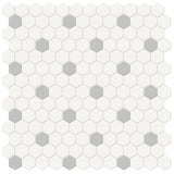 1 In Hexagon Canvas White W/ Insert Soho Loft Grey Matte Glazed Porcelain Mosaic