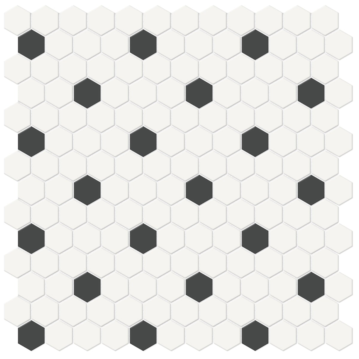 1 In Hexagon Canvas White W/ Insert Soho Retro Black Matte Glazed Porcelain Mosaic