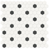 1 In Hexagon Canvas White W/ Insert Soho Retro Black Matte Glazed Porcelain Mosaic