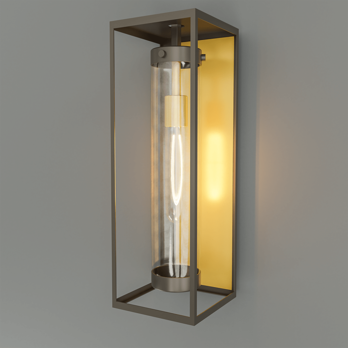 1-Light, 21-Inch Bronze Outdoor Rectangular Wall Light, E26 Socket 1X60W, Clear Glass, 21" H x 7" W, Extends 6" from the wall