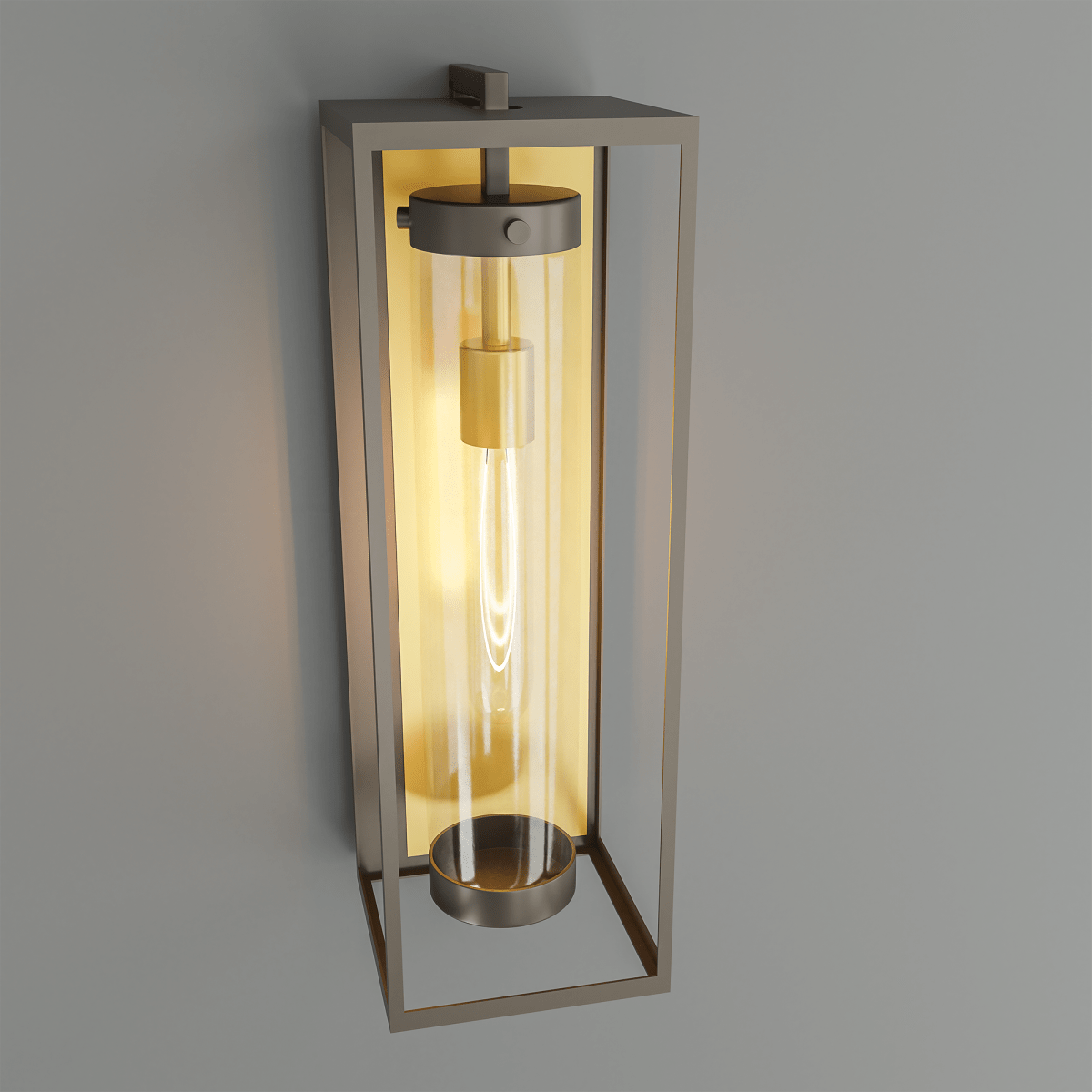 1-Light, 21-Inch Bronze Outdoor Rectangular Wall Light, E26 Socket 1X60W, Clear Glass, 21" H x 7" W, Extends 6" from the wall