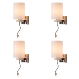 1-Light, Acrylic Shade Indoor Wall Sconce Light with 1 Switch, 1usb & 1outlet, Brushed Nickel Finish, Bedside Wall Lights w/ 1W LED Reading Lamp, for Bedroom Living Room Hotels