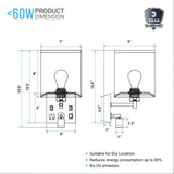 1-Light Bedside Wall Sconce Lighting with Adjustable LED Reading Light, Black Metal Finish w/ White Fabric Shade, W/ LED 1W 1USB, 2 Switchs &1 Outlet, for Bedroom Living Room Hotels