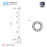 1-Light Birdcage Shape Pendant Light, Matte Black Finish, Clear Glass Shade, E26 Base, UL Listed