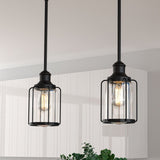1-Light Birdcage Shape Pendant Light, Matte Black Finish, Clear Glass Shade, E26 Base, UL Listed