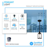 1-Light Birdcage Shape Pendant Light, Matte Black Finish, Clear Glass Shade, E26 Base, UL Listed