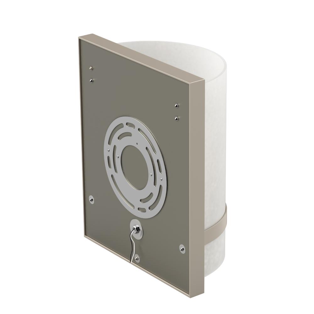 1-Light, Decorative ARC Wall Sconce Fixture, Brushed Nickel Finish with White glass shade, Dim: 9" W x 12"H x 5"E, Hallway Light Fixtures