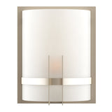 1-Light, Decorative ARC Wall Sconce Fixture, Brushed Nickel Finish with White glass shade, Dim: 9" W x 12"H x 5"E, Hallway Light Fixtures