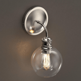 1-Light Dome Shape Wall Sconce Light with Clear Glass, Brushed Nickel Finish, E26 Base, UL Listed for Damp Location, 3 Years Warranty