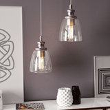 1-Light Island Pendant Light, Brushed Nickel Finish with Clear Glass Shade – E26 Base, UL Listed