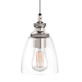 1-Light Island Pendant Light, Brushed Nickel Finish with Clear Glass Shade – E26 Base, UL Listed