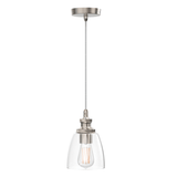 1-Light Island Pendant Light, Brushed Nickel Finish with Clear Glass Shade – E26 Base, UL Listed