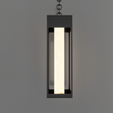 1-Light LED Integrated Black Outdoor Ceiling Light, 11W 3CCT, Bubble Glass, Pendant - 3.74"L x 3.74"W x 11.65"H